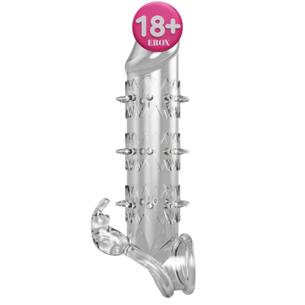 Crystal Sleeve Klitoral Dokulu Tırtıklı Şeffaf Penis Kılıfı