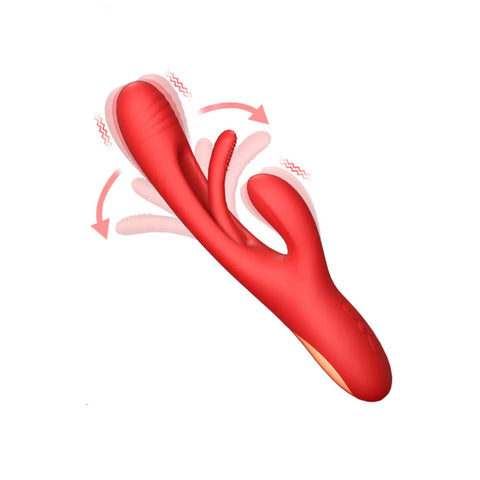 Dalgalı Uçlu Okşama Modlu Modern Rabbit Vibratör – Kırmızı