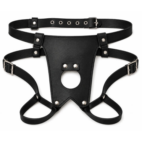 Deri Görünümlü Bel ve Bacak Kayışlı Ayarlanabilir Strap-On Kemeri
