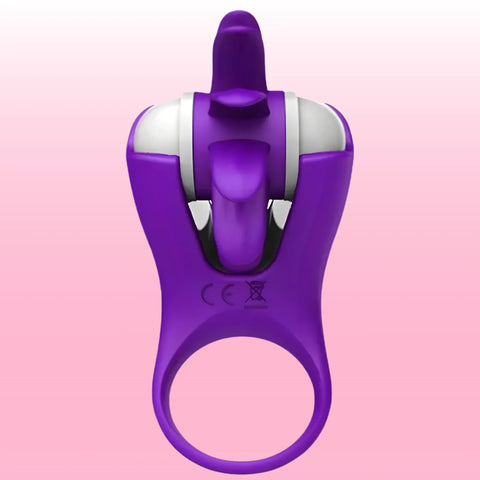 Dil Uyarıcılı Şarjlı Titreşimli Penis Halkası – Mor