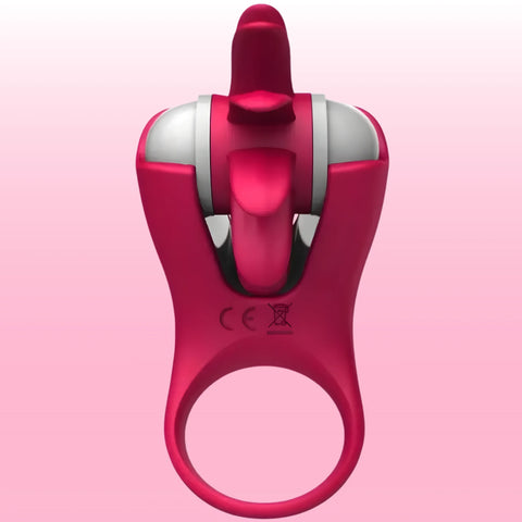Dil Uyarıcılı Şarjlı Titreşimli Penis Halkası – Pembe