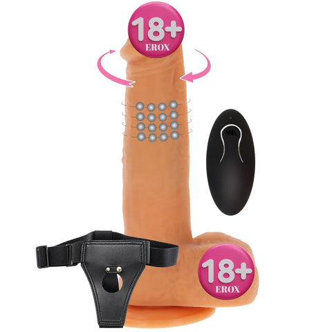 Dönen Boncuklu Titreşimli Silikon Realistik Penis 21 cm