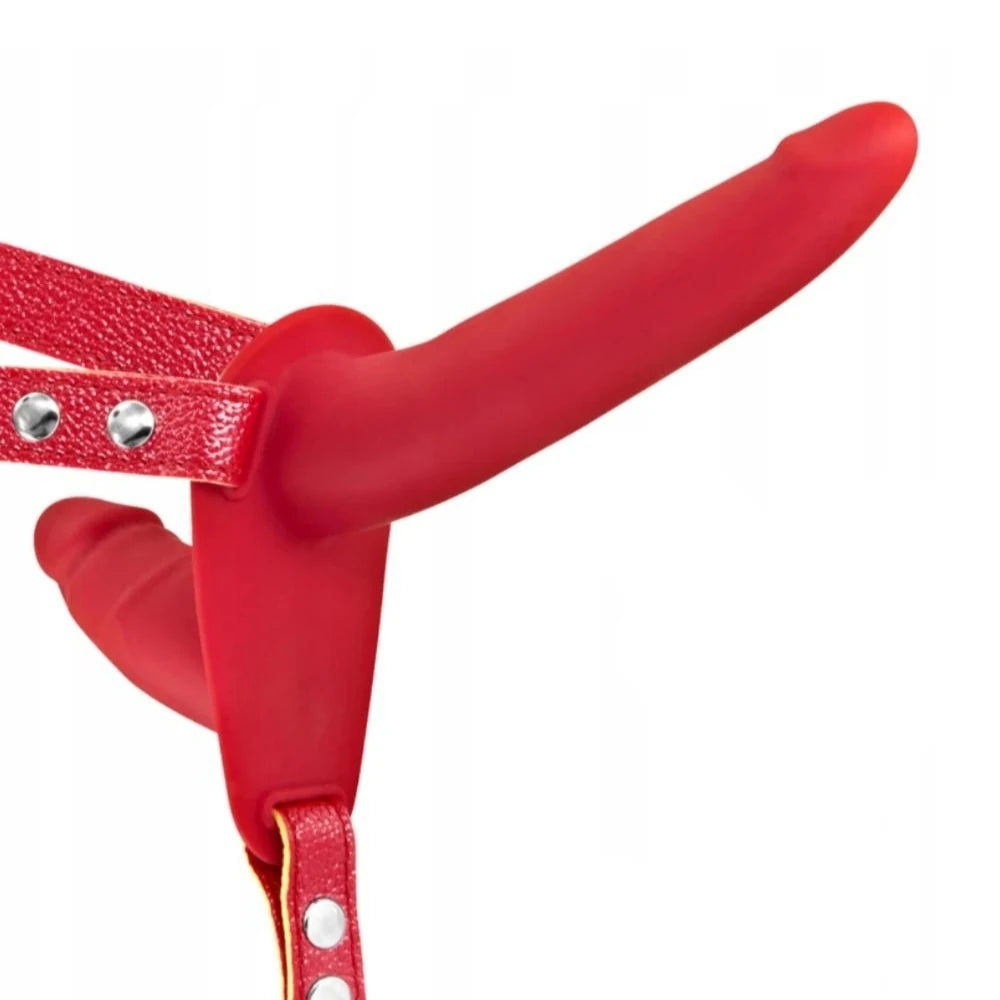Double Penetrix silikon strap-on – Red – görsel 12