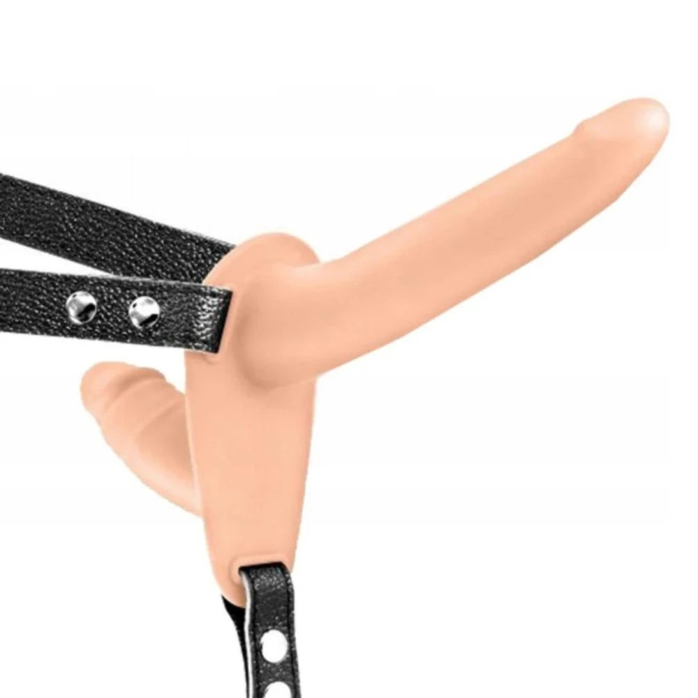 Double Penetrix silikon strap-on – Flesh – görsel 7