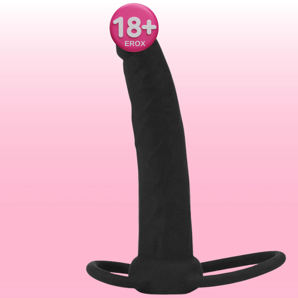 Double Prober Penis ve Testis Halkalı Silikon Anal Dildo