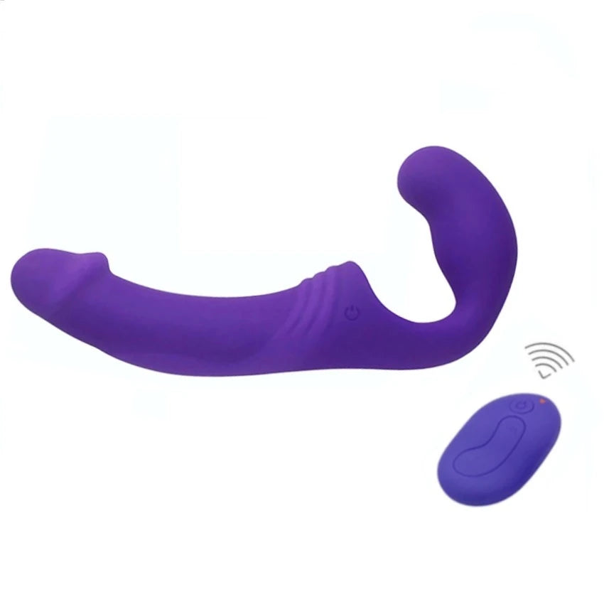 Double Rider kumandalı askısız strap-on mor – görsel 2