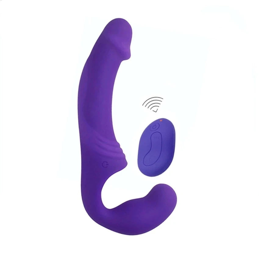 Double Rider kumandalı askısız strap-on mor – görsel 3