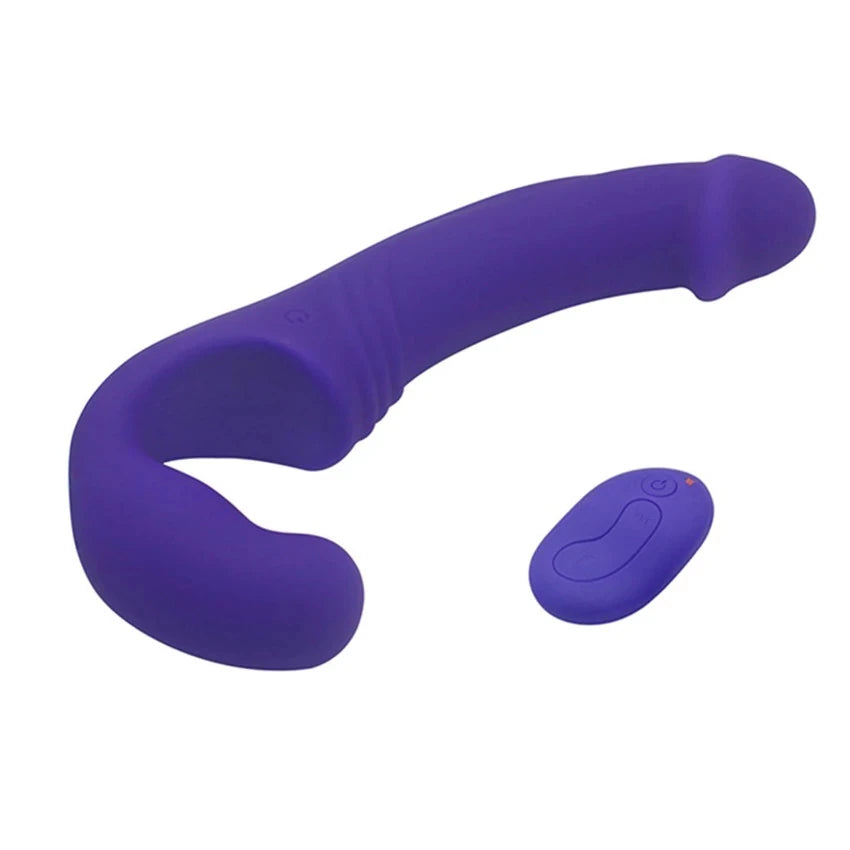 Double Rider kumandalı askısız strap-on mor – görsel 4