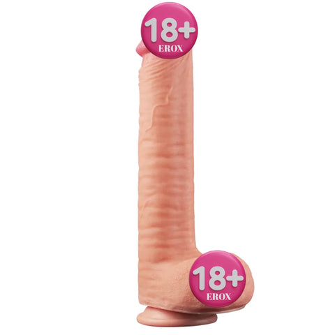 Dual Layered Cock 30,5 cm Platin Silikon Realistik Penis – 5,4 cm Çap
