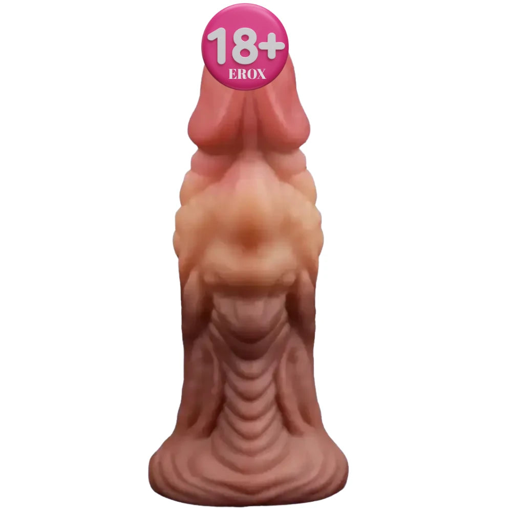 Dual Layered Monster Kalın Gövdeli Platin Silikon Dildo – 18 cm
