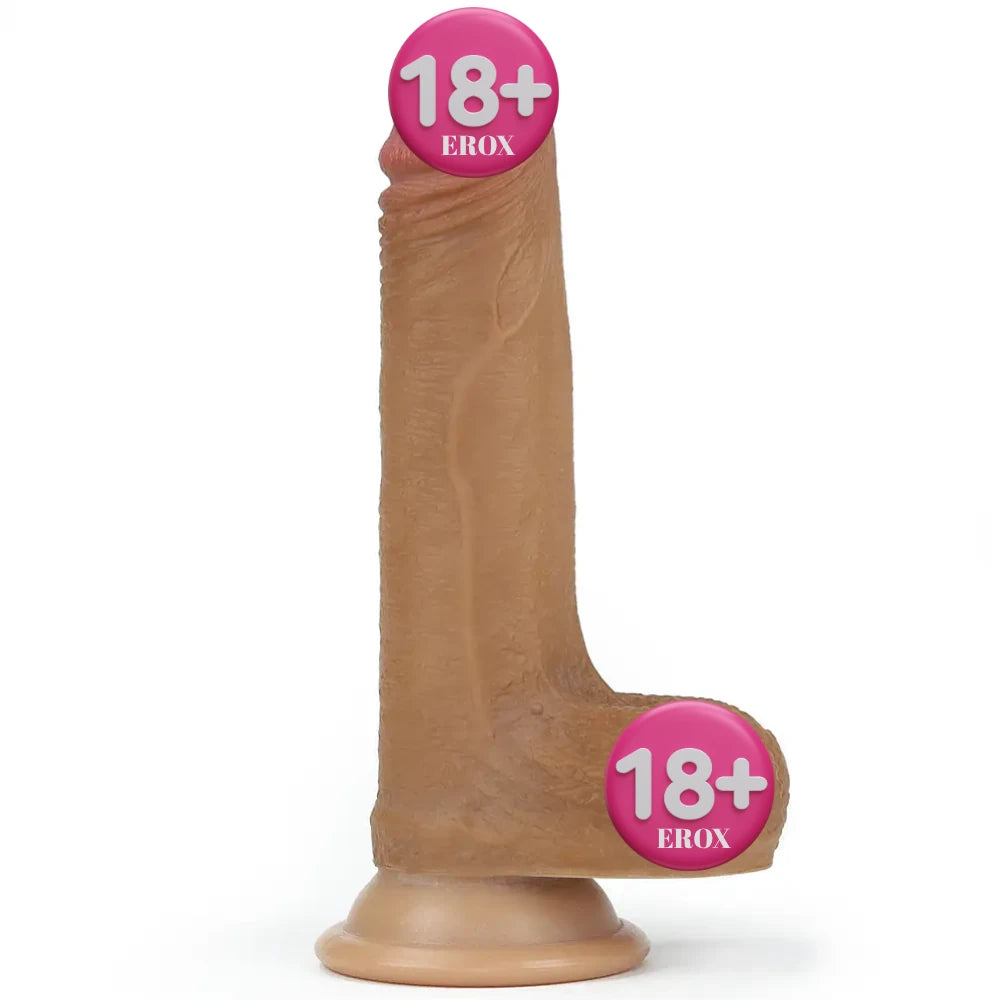 Dual Layered Silicone Cock Testisli Realistik Dildo – 18 cm