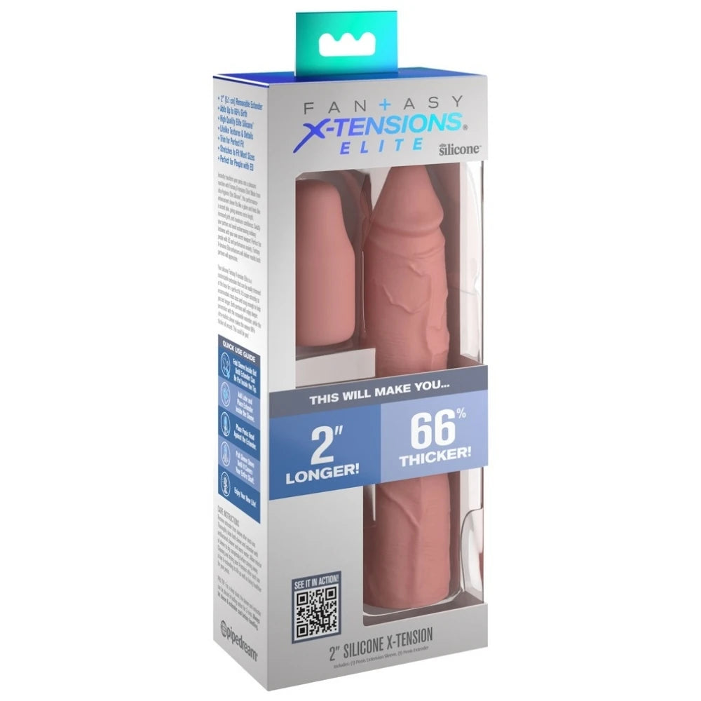 Elite 2 inç uzatmalı silikon penis kılıfı – Flesh – görsel 4