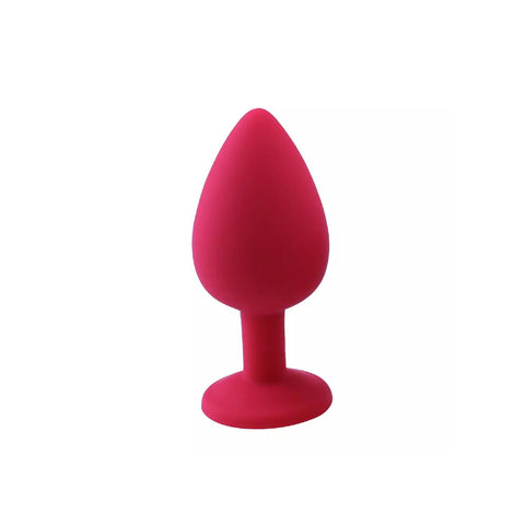 Elmas Taşlı Silikon Kaplı Metal Anal Plug – Orta Boy – Kırmızı
