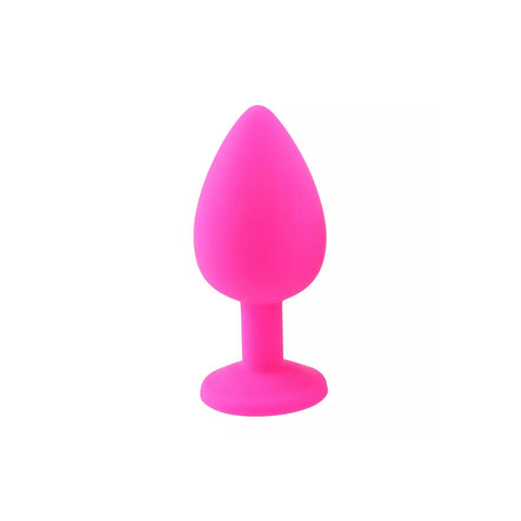 Elmas Taşlı Silikon Kaplı Metal Anal Plug – Orta Boy – Pembe