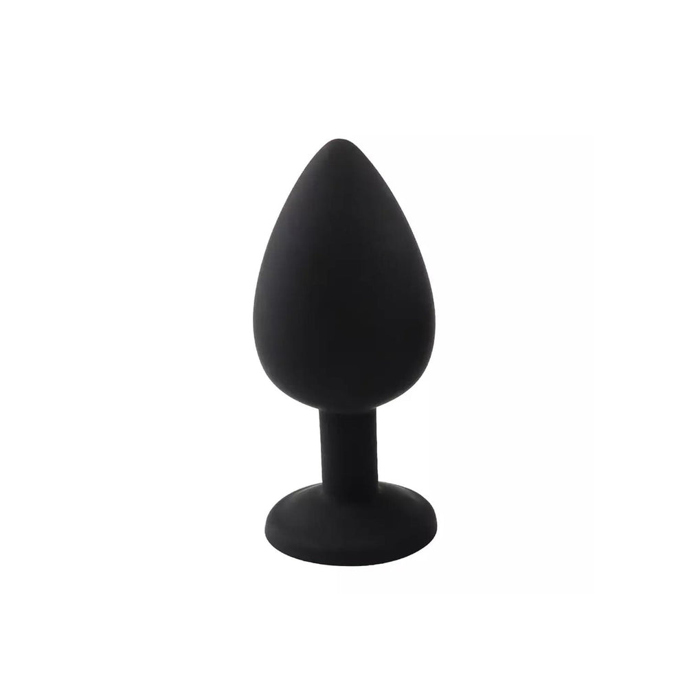 Elmas Taşlı Silikon Kaplı Metal Anal Plug – Orta Boy – Siyah