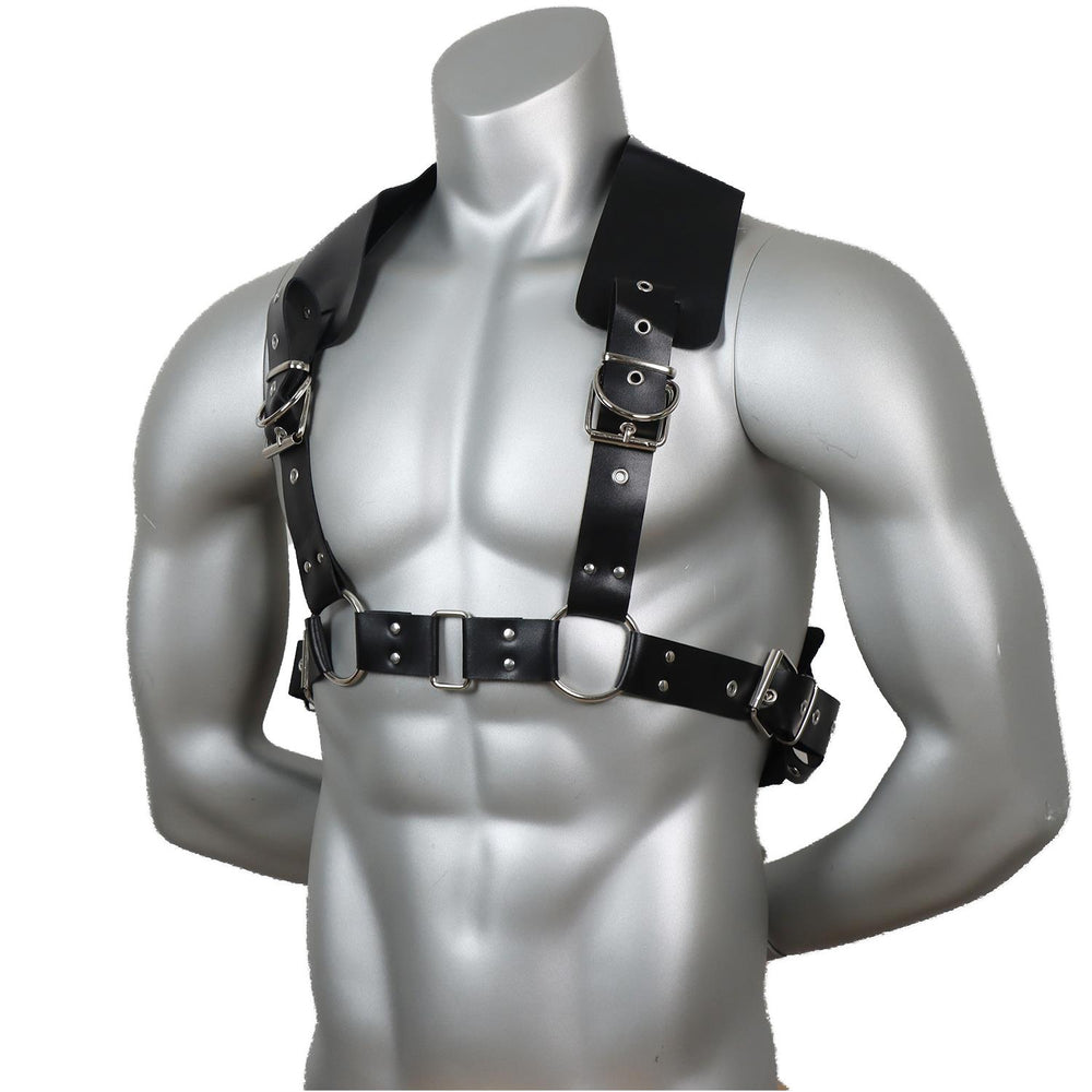 Erkekler İçin Çapraz Kayışlı Suni Deri Omuz ve Göğüs Harness – Siyah