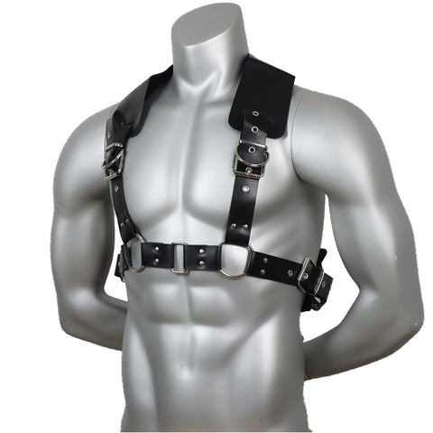 Erkekler İçin Çapraz Kayışlı Suni Deri Omuz ve Göğüs Harness – Siyah