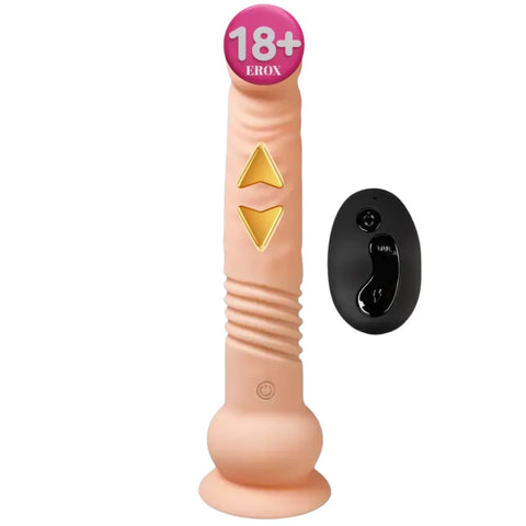 Escapade Uzaktan Kumandalı İleri Geri Hareketli Titreşimli Dildo – Ten Rengi