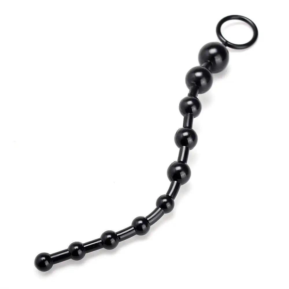 Esnek Silikon Boncuklu Anal Oyuncak 18,5 cm – Siyah