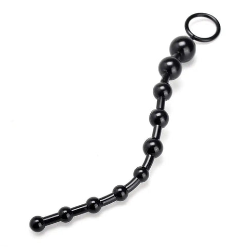 Esnek Silikon Boncuklu Anal Oyuncak 18,5 cm – Siyah