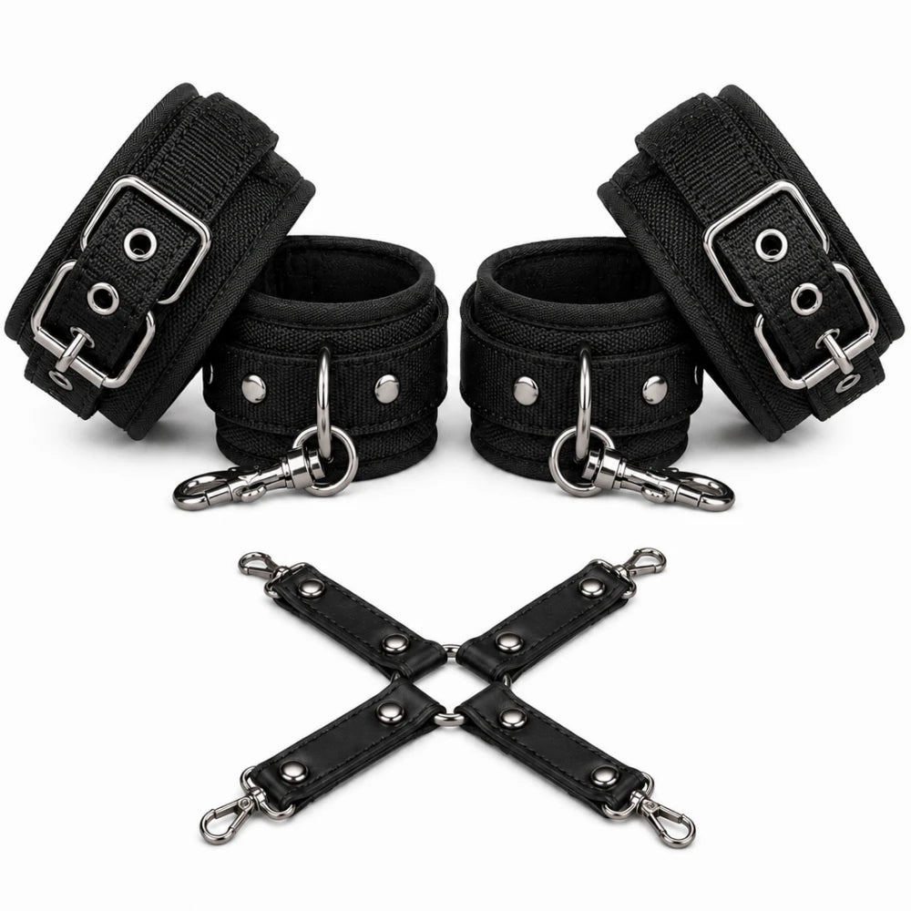 Extreme Hog-Tie Metal Bağlantılı Bilek ve Ayak Kelepçe Kiti