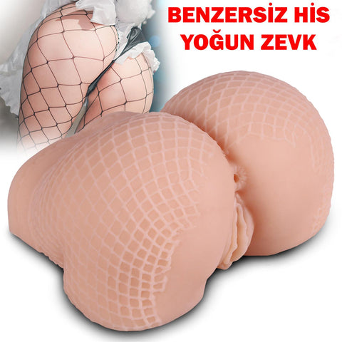 File Desenli TPE Çift Kanallı Kalça Mastürbatör – 950 g