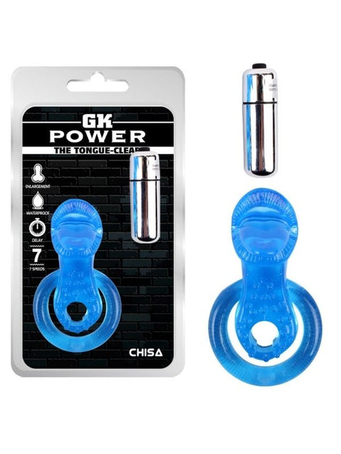 Get Lock Dil Uçlu Titreşimli Penis Halkası – Mavi