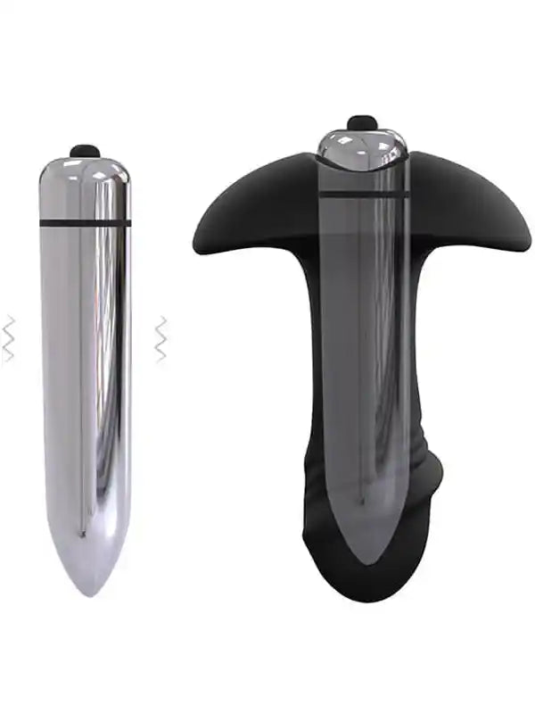 Giyilebilir Titreşimli Anal Plug, T Tabanlı 10 cm – Siyah