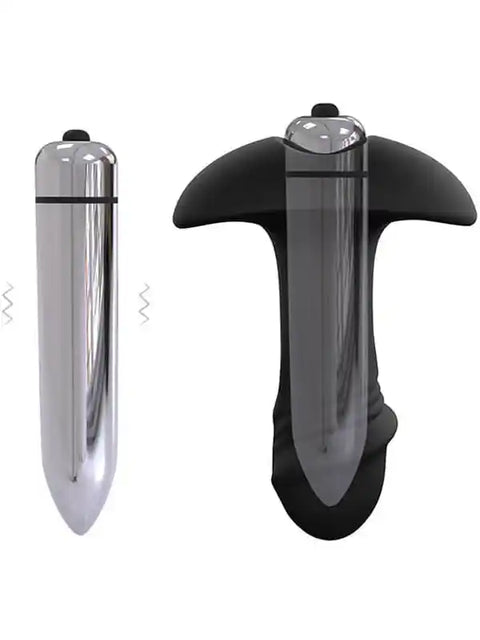 Giyilebilir Titreşimli Anal Plug, T Tabanlı 10 cm – Siyah