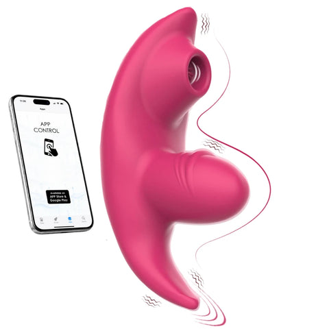Giyilebilir Uygulama Kontrollü Çift Motorlu Emişli Vibratör – Pembe
