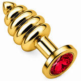 kırmızı taşlı gold boğumlu anal plug medium – görsel 1