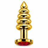 kırmızı taşlı gold boğumlu anal plug medium – görsel 2