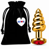 kırmızı taşlı gold boğumlu anal plug medium – görsel 3
