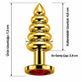 kırmızı taşlı gold boğumlu anal plug small – görsel 3