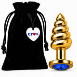 mavi taşlı gold boğumlu anal plug medium – görsel 3