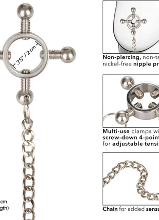 Calexotics Grips 4 Point Nipple Press with Chain Göğüs Klipsi
