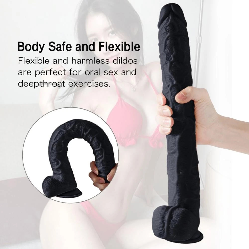 Huoer Flexible ekstra uzun realistik penis (siyah) – görsel 4