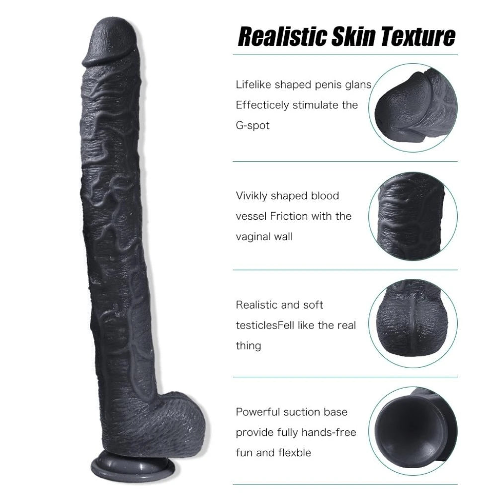 Huoer Flexible ekstra uzun realistik penis (siyah) – görsel 5