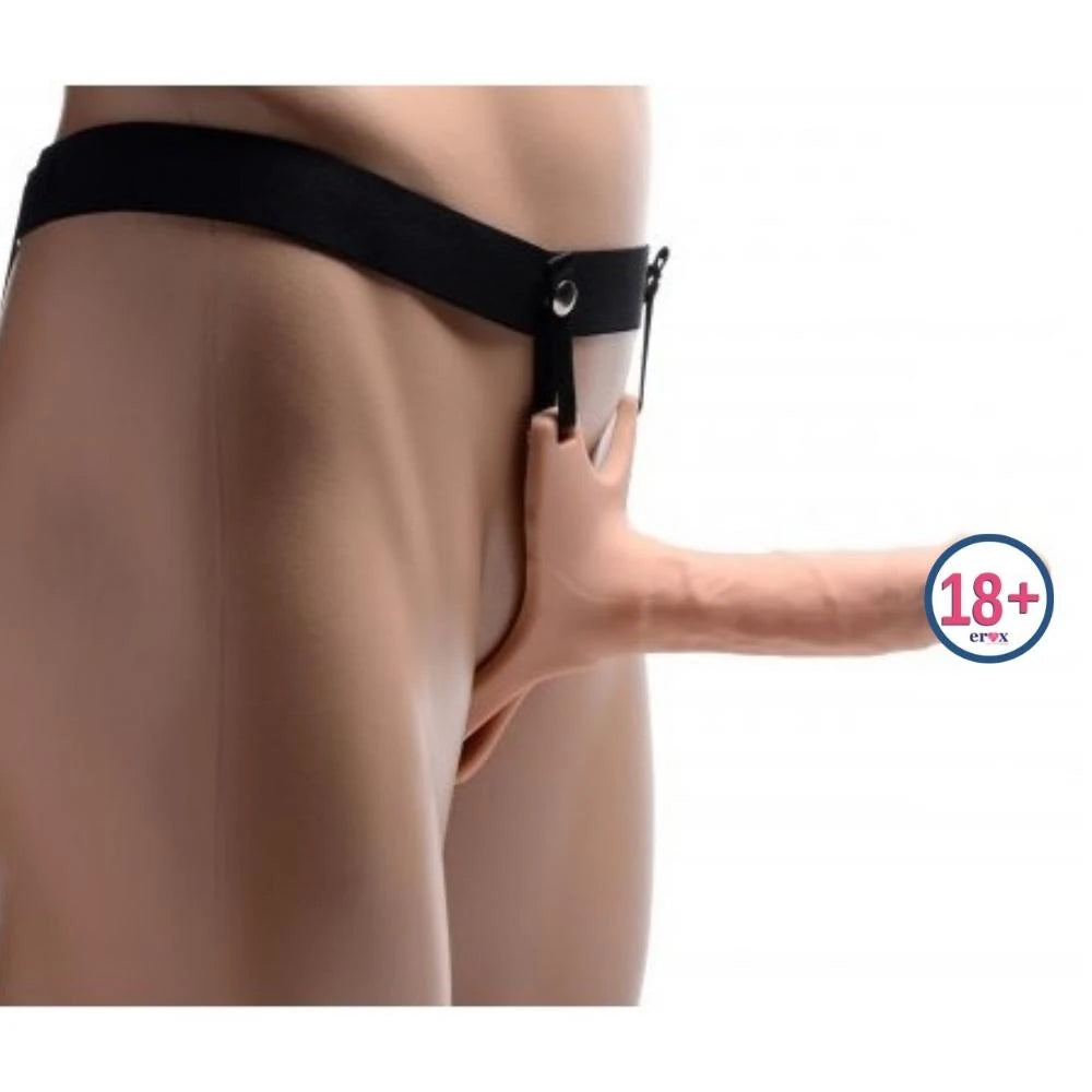 İçi Boş Kemerli Gerçekçi Silikon Penis 25 cm – Esnek İç Çaplı