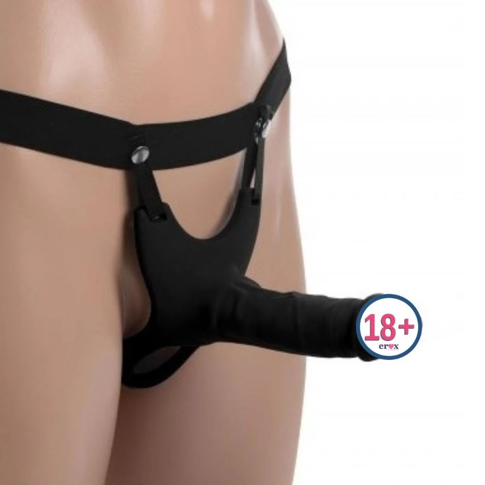 İçi Boş Kemerli Gerçekçi Silikon Penis 25 cm – Siyah