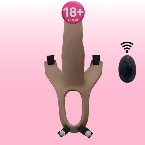 İçi Boş Kumandalı Titreşimli Kemerli Penis 17 cm – Ten Rengi