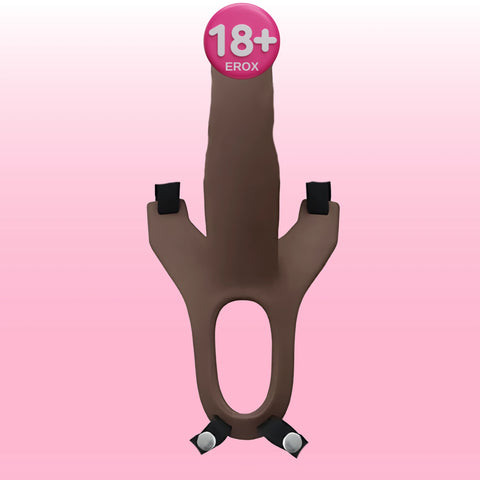 İçi Boş Silikon Belden Bağlamalı Penis 17 cm – Kahverengi
