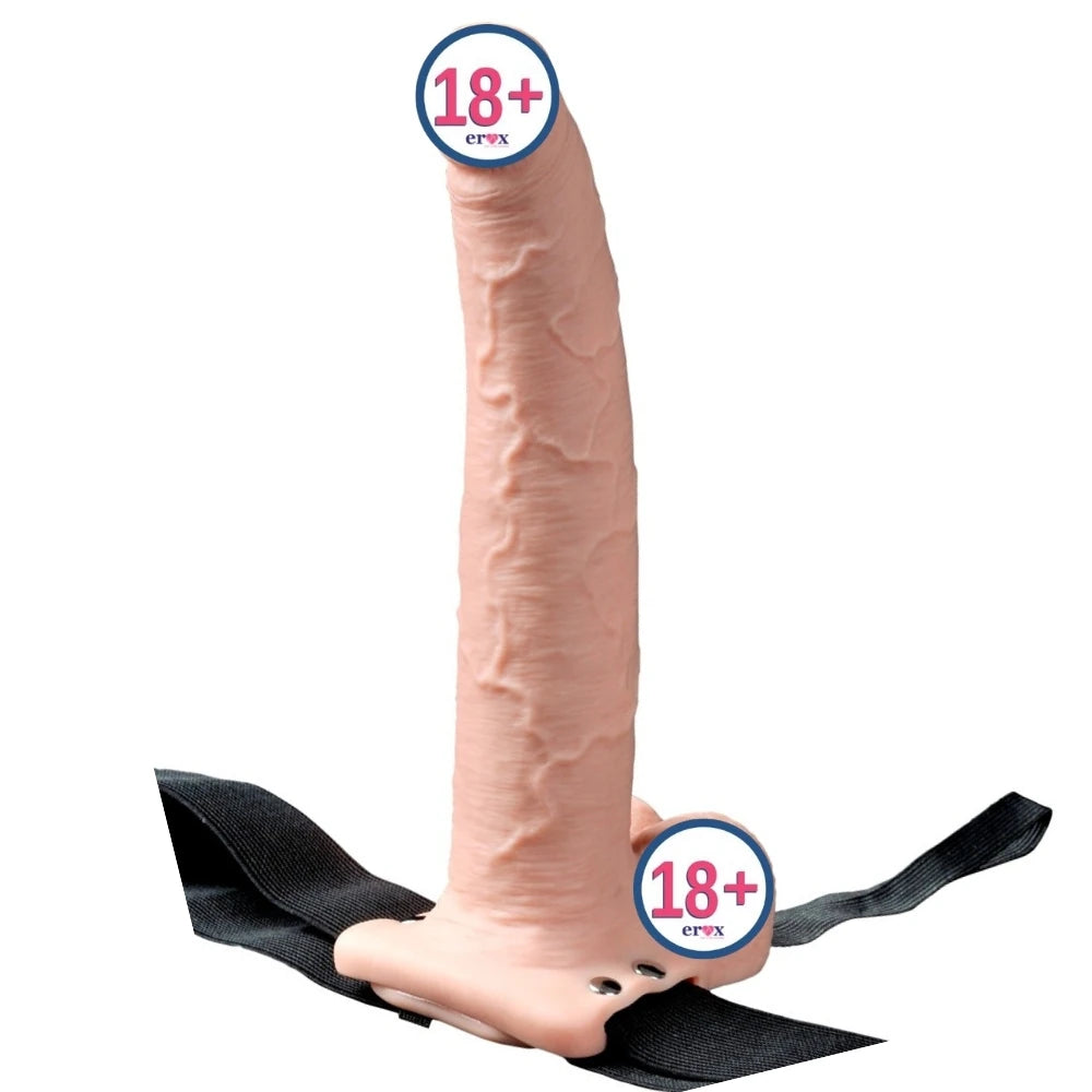 İçi Boş Titreşimli Belden Bağlamalı Realistik Penis 23 cm