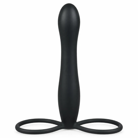 İki Halkalı Penis ve Testis Sabitlemeli Silikon Anal Dildo