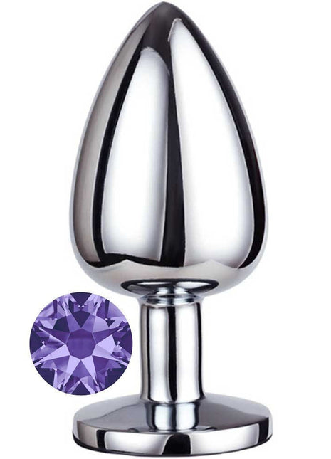 Erox Luxury Silver Mor Taşlı Küçük Metal Anal Plug
