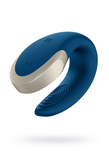 Double Love Connect App Blue Çiftler Için Mini Vibratöt, Silikon, Mavi, 18 Cm