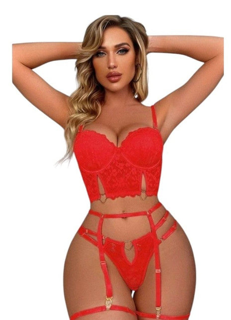 Erox Fantasy Wear Büstiyerli Seksi Sütyen Külot Takım