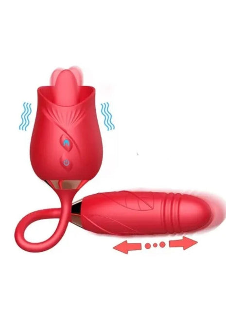 Telescopic Tongue Ileri Geri Hareketli Çift Uçlu Rose Vibratör
