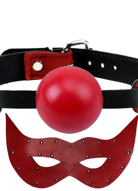 Erox Fetish Game Master Ball Gag Ağız Topu ve Maske-Kırmızı