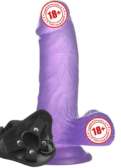 Lovetoy Jelly Studs Purple Small 15 cm Kemerli Jel Dildo LV3102